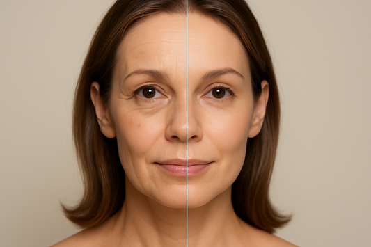 Half-and-half skincare transformation